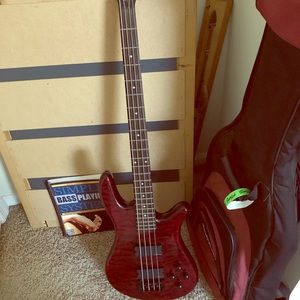 Candy Red Striped Spencer Bass Guitar